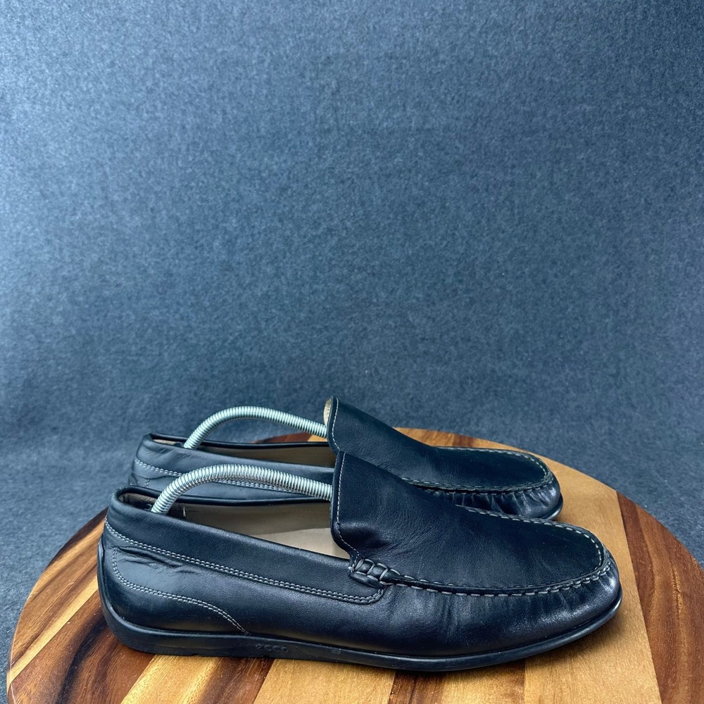 ECCO Classic Moc 2.0 Black Leather Slip On Loafers Driving Shoes EU 45 US 11